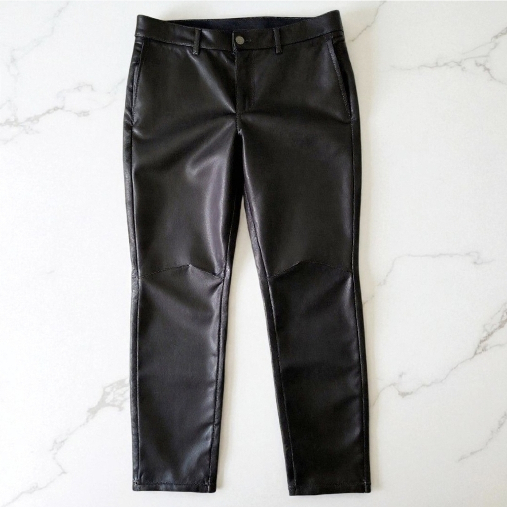 Ellos Faux Leather Ponte Skinny Ankle Pants Black Size 20 NWOT